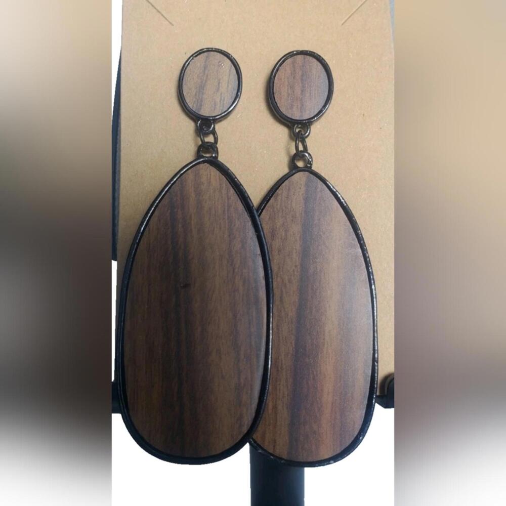 Handmade Bohemian Rounded Wood Lightweight Stud Silver Accent Earrings